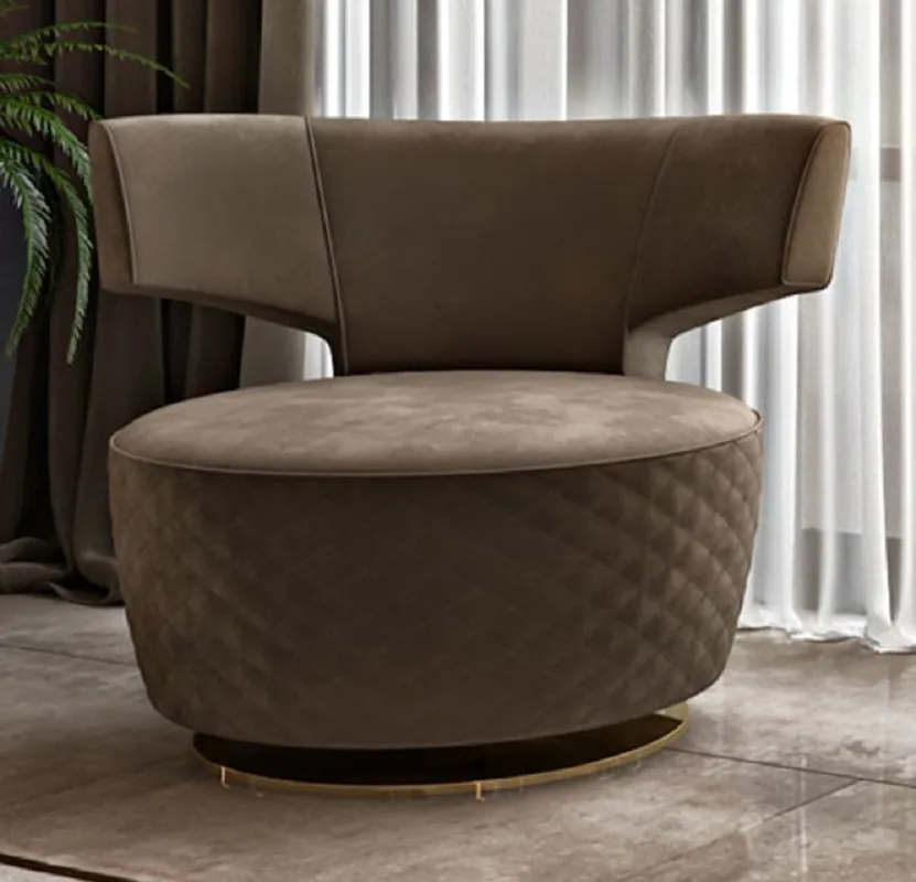Casa Padrino poltrona girevole di lusso marrone / oro 98 x 79 x A. 77 cm - Poltrona da salotto - Poltrona hotel - Mobile soggiorno - Mobile hotel - Mobile di lusso Solange Der Vorrat Reicht