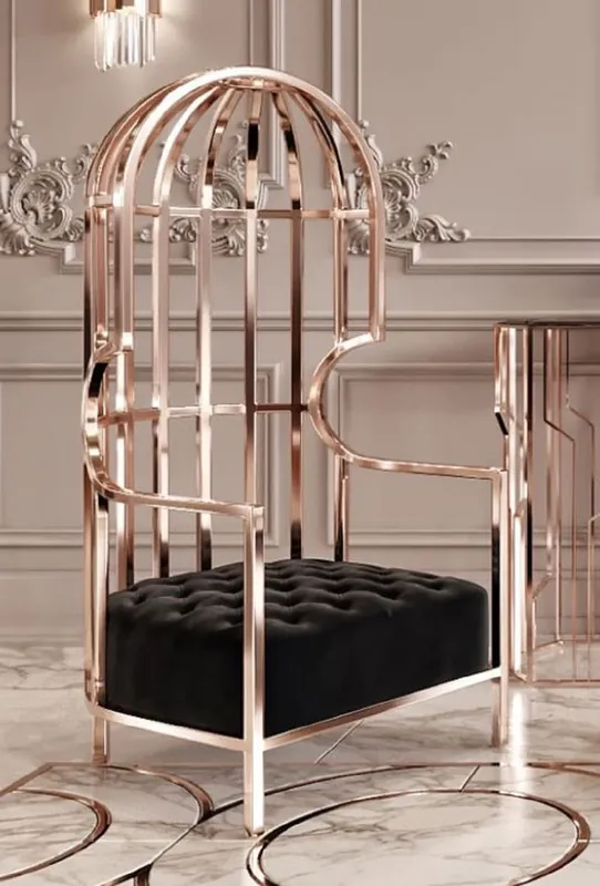 Casa Padrino poltrona di lusso nero / rame 78 x 78 x A. 156 cm - Poltrona soggiorno - Poltrona hotel - Mobili soggiorno - Mobili hotel - Mobili di lusso Saisonangebot