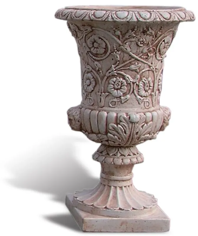 Casa Padrino vaso da fiori barocco di lusso rosa antico Ø 49 x A. 78 cm - Vaso per piante barocco fatto a mano in ghiaia di marmo di Carrara - Decorazione da giardino barocco - Fatto in Italia Preisknaller