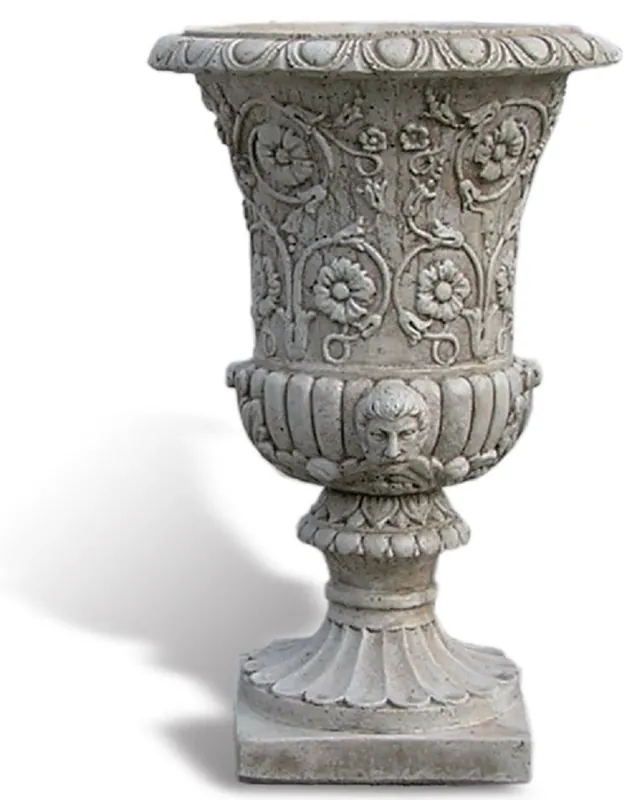 Casa Padrino vaso da fiori barocco di lusso grigio antico Ø 49 x A. 78 cm - Vaso per piante barocco fatto a mano in ghiaia di marmo di Carrara - Decorazione da giardino barocco - Fatto in Italia Solange Der Vorrat Reicht