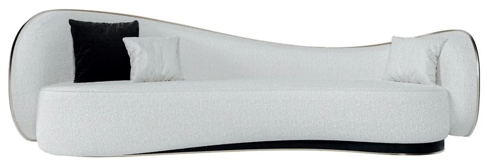 Sale Casa Padrino divano di lusso bianco / nero / argento 280 x 115 x A. 78 cm - Divano da soggiorno - Divano dell'hotel - Mobili da soggiorno - Mobili dell'hotel - Mobili di lusso
