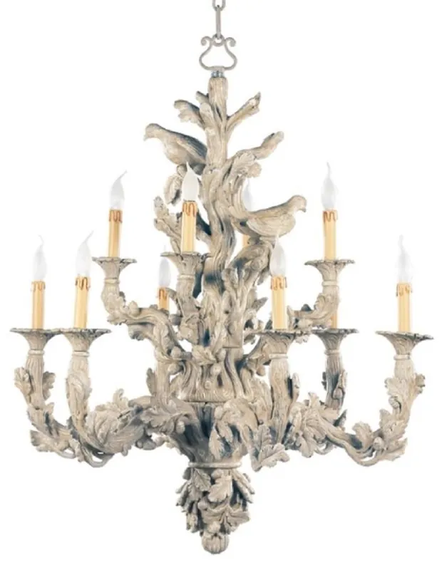 Casa Padrino lampadario barocco di lusso con colombe decorative grigio antico Ø 87 x A. 107 cm - Magnifico lampadario da salotto in stile barocco - Qualità di lusso - Fatto in Italia Schnäppchen