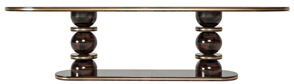 Bestseller Casa Padrino tavolo da pranzo di lusso marrone scuro / ottone 240 x 110 x A. 76 cm - Tavolo da pranzo ovale in legno massello - Mobili per sala da pranzo - Mobili di lusso