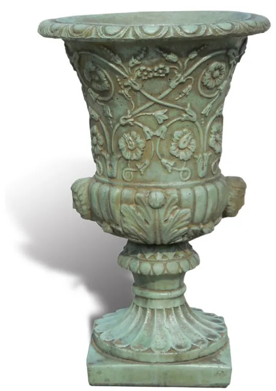 Casa Padrino vaso da fiori barocco di lusso verde antico Ø 49 x A. 78 cm - Vaso per piante barocco fatto a mano in ghiaia di marmo di Carrara - Decorazione da giardino barocco - Fatto in Italia Garantierte Lieferung