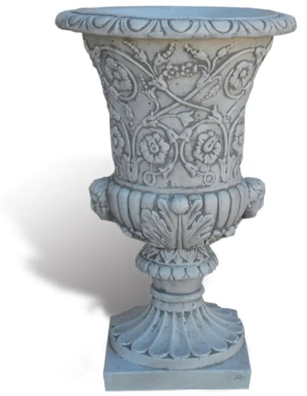 Casa Padrino vaso da fiori barocco di lusso grigio Ø 49 x A. 78 cm - Vaso per piante barocco fatto a mano in ghiaia di marmo di Carrara - Decorazione da giardino barocco - Fatto in Italia Bestpreis