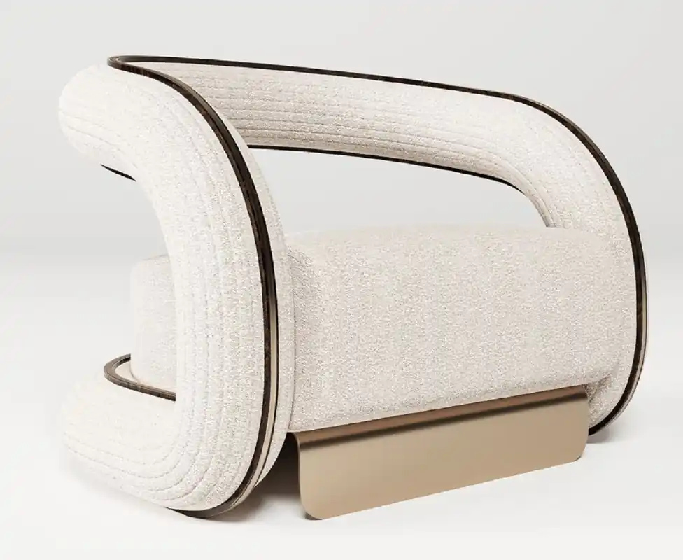 Casa Padrino poltrona ddi design di lusso crema / marrone scuro / ottone 105 x 96 x A. 74 cm - Poltrona da soggiorno - Poltrona dell'hotel - Mobili da soggiorno - Mobili dell'hotel di lusso Sonderaktion