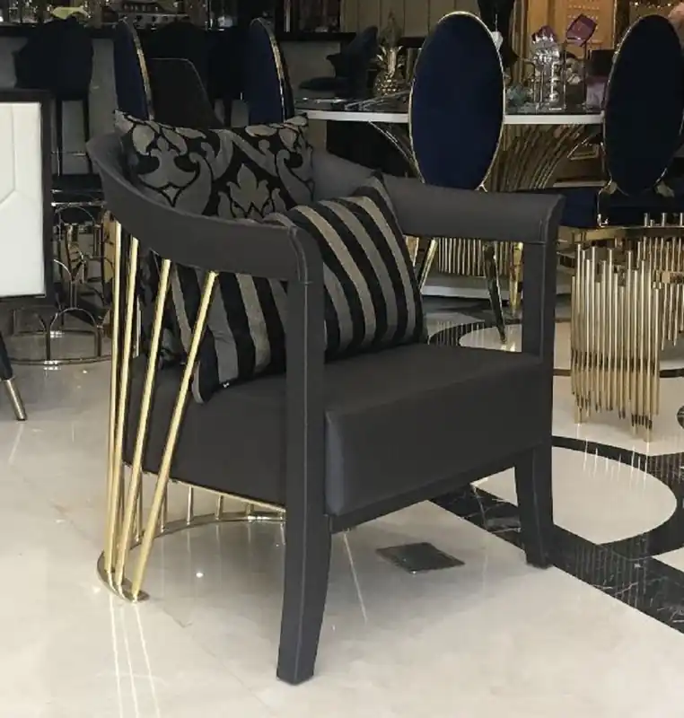 Casa Padrino poltrona di lusso nero / oro 75 x 75 x A. 81 cm - Poltrona da soggiorno - Poltrona hotel - Mobili da soggiorno - Mobili hotel - Mobili di lusso Knallerangebot
