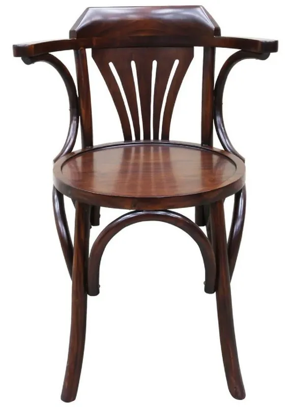Letzte Chance Casa Padrino sedia da pranzo Art Nouveau di lusso in mogano con braccioli marrone scuro 59 x 50 x A. 82 cm - Sedia da cucina in legno massello - Mobili per Sala da Pranzo Barocco e Art Nouveau