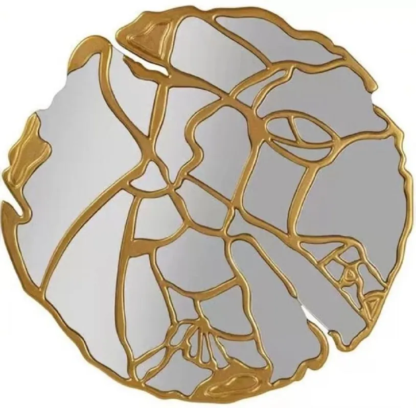 Casa Padrino specchio di lusso oro Ø 120 cm - Specchio da parete rotondo per soggiorno - Specchio per guardaroba - Specchio per camera da letto - Collezione di lusso Letzte Chance