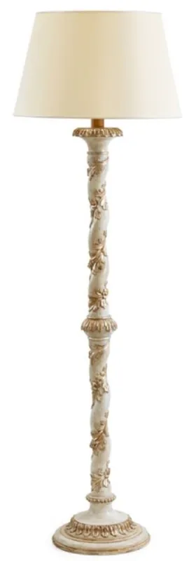 Bestseller Casa Padrino lampada da terra barocco di lusso bianco antico / oro antico / crema Ø 33 x A. 148,5 cm - Magnifica lampada da terra barocco con paralume rotondo - Qualità di lusso - Fatto in Italia