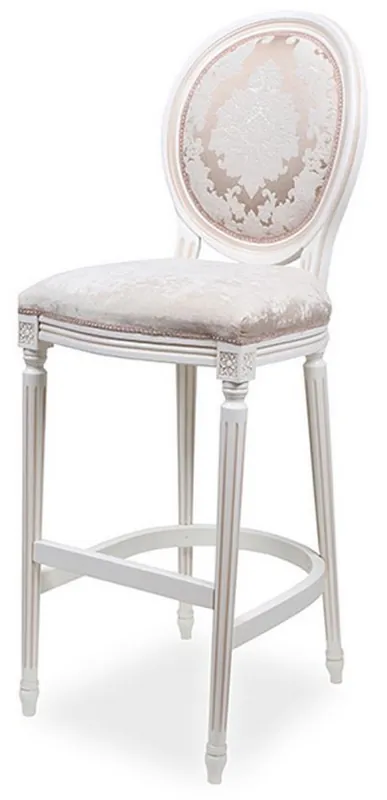 Casa Padrino sedia da bar barocco di lusso rosa / bianco - Sgabello da bar in stile barocco con motivo elegante - Mobili da bar di lusso in stile barocco - Nobile e magnifico Beliebt