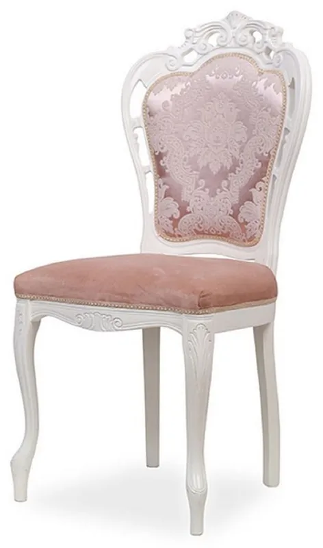 Casa Padrino sedia da pranzo barocco di lusso con motivo elegante rosa / bianco - Sedia da cucina in stile barocco - Magnifico mobili per sala da pranzo di lusso in stile barocco Top-Angebot