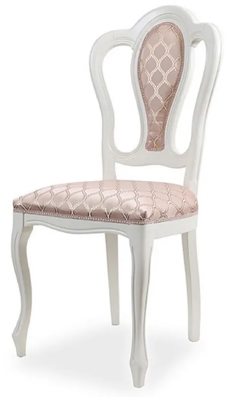 Casa Padrino sedia da pranzo barocco di lusso rosa / bianco - Sedia da cucina in legno massello in stile barocco con motivo elegante - Magnifici mobili di lusso per sala da pranzo in stile barocco Sichere Zahlung