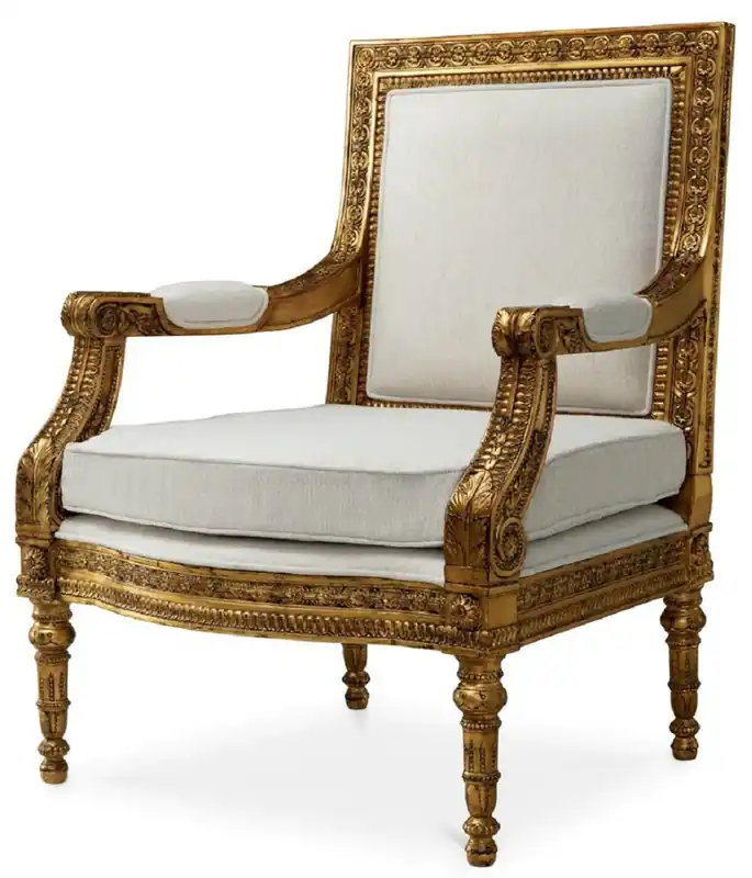 Casa Padrino Poltrona Barocco di Lusso in Mogano con Cuscino del Sedile Crema / Oro Antico - Poltrona da Soggiorno e per Hotel Barocco - Mobili da Soggiorno e per Hotel Barocco - Qualità di Lusso Angebot