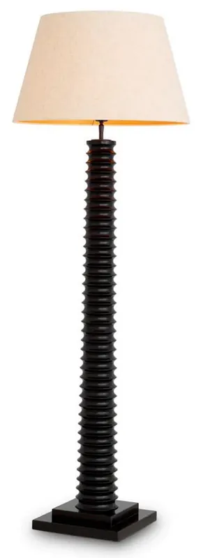 Direkt Vom Hersteller Casa Padrino lampada da terra di lusso nero / crema Ø 55 x A. 160 cm - Lampada da terra in legno massello con paralume rotonda - Lampade da terra di lusso - Lampade di lusso - Interni di lusso