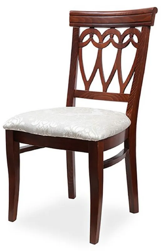 Highlight Casa Padrino sedia da pranzo Biedermeier crema / marrone scuro 50 x 56 x A. 96 cm - Sedia da cucina in legno massiccio - Mobili per Sala da Pranzo Biedermeier in Legno Massiccio