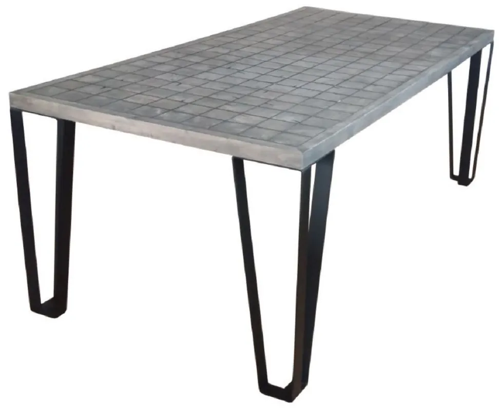Solange Der Vorrat Reicht Casa Padrino tavolo da pranzo di lusso grigio / nero 197 x 97 x A. 75 cm - Tavolo da cucina rettangolare con piano in legno massello e gambe in metallo - Mobili sala da pranzo - Mobili di lusso