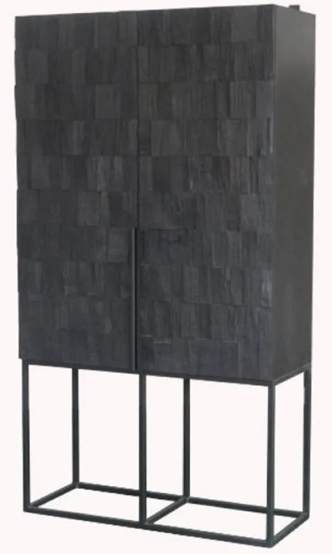 Heißes Angebot Casa Padrino armadio scaffale di lusso con 2 ante nero opaco / nero 80 x 45 x A. 180 cm - Armadio in legno massello con gambe in metallo - Mobile di lusso