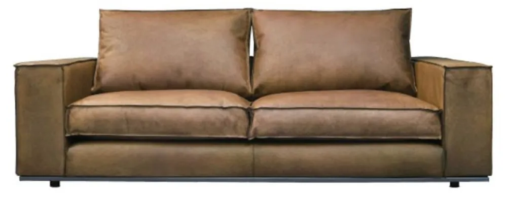 Markenprodukt Casa Padrino divano in pelle di lusso marrone 205 x 106 x A. 83 cm - Divano da soggiorno vera pelle - Mobili da soggiorno - Mobili in pelle - Mobili di lusso