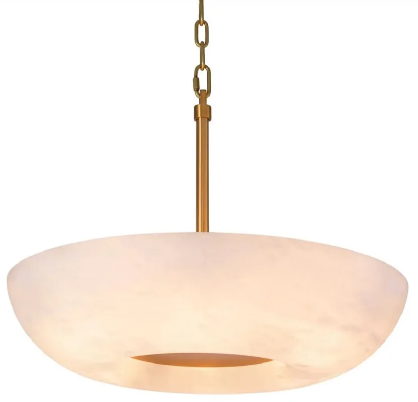 Casa Padrino lampada a sospensione di lusso alabastro / ottone antico Ø 60 x A. 15 cm - Lampada a sospensione con paralume rotondo in alabastro - Illuminazione di lusso - Qualità di lusso Sichere Zahlung