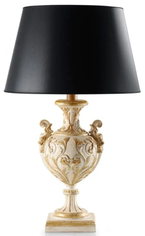Sonderangebot Casa Padrino lampada da tavolo barocco di lusso crema bianco antico / oro antico / nero Ø 27 x A. 61,5 cm - Magnifica lampada da scrivania in stile barocco con paralume - Fatto in Italia