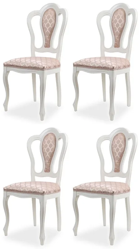 Direkt Vom Hersteller Casa Padrino set di 4 sedie da pranzo barocco di lusso con motivo rosa / bianco - Magnifiche sedie da cucina in stile barocco - Magnifici mobili per sala da pranzo di lusso in stile barocco