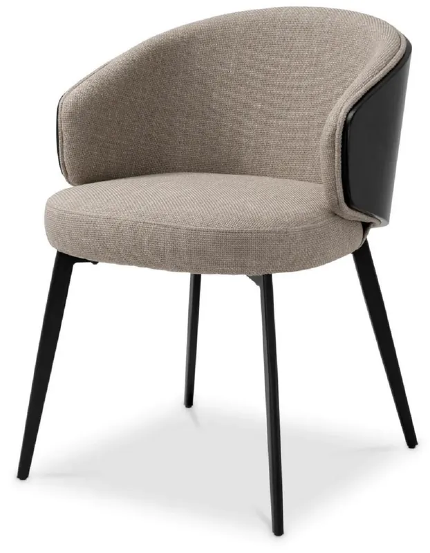 Casa Padrino sedia da pranzo di lusso grigio / nero 57 x 62 x A. 77 cm - Sedia da cucina con braccioli - Mobili per sala da pranzo - Mobili di lusso - Qualità di lusso Versand Am Gleichen Tag
