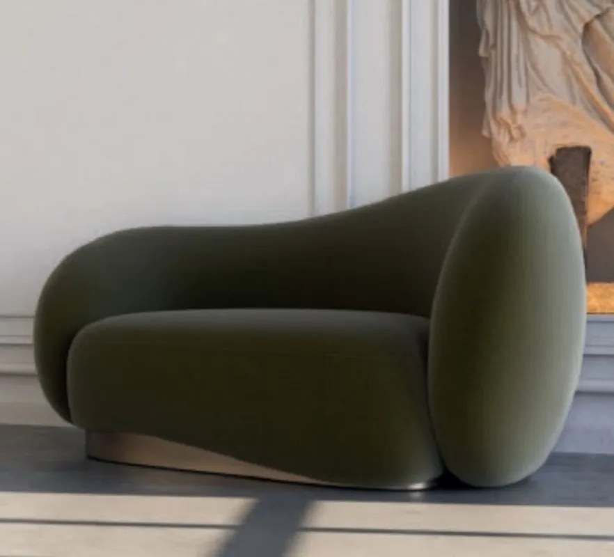 Casa Padrino poltrona di lusso in velluto lato destro verde / ottone 110 x 105 x A. 78 cm - Poltrona da soggiorno - Poltrona dell'hotel - Mobili da soggiorno - Mobili dell'hotel di lusso Markenware