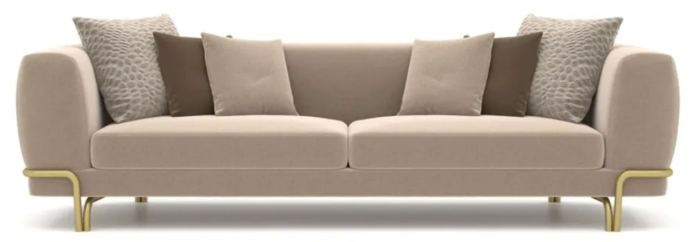 Saisonangebot Casa Padrino divano di lusso marrone chiaro / ottone 300 x 100 x A. 75 cm - Divano soggiorno - Divano hotel - Mobili soggiorno - Mobili hotel - Mobili di lusso - Arredamento di lusso