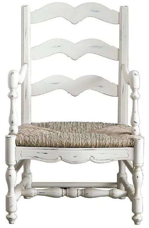 Mega-Angebot Casa Padrino sedia da pranzo in stile country shabby chic di lusso con braccioli bianco antico / naturale 55 x 50 x A. 90 cm - Mobile da pranzo di lusso in stile country