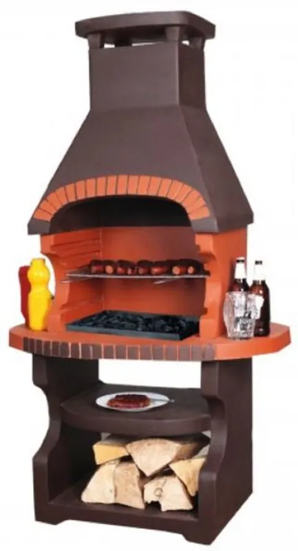 Abverkauf Casa Padrino griglia da giardino di lusso marrone scuro / arancione 98 x 62 x A. 170 cm - Camino con griglia in cemento - Accessori da giardino di lusso