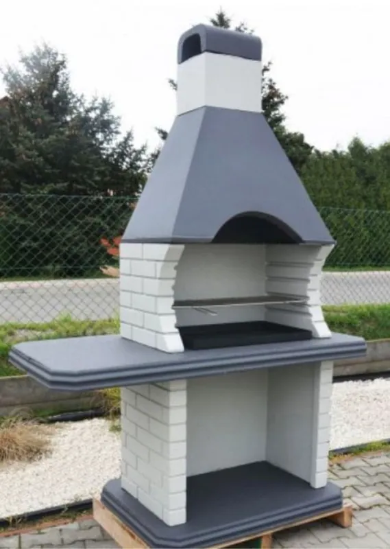 Bestseller Casa Padrino griglia da giardino di lusso bianco / grigio 160 x 74 x A. 232 cm - Camino con griglia in cemento - Accessori da giardino di lusso