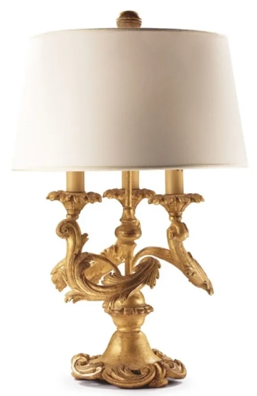 Casa Padrino lampada da tavolo barocco di lusso oro antico / crema Ø 25 x A. 56 cm - Magnifica lampada da scrivania in stile barocco con paralume - Qualità di lusso - Fatto in Italia Letzte Chance