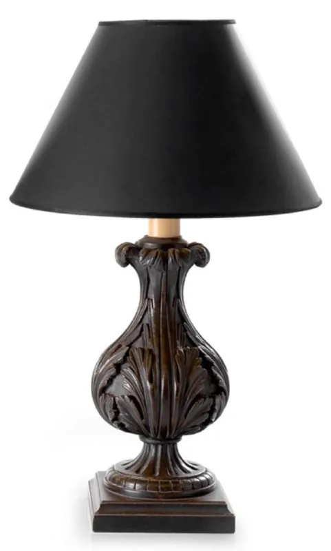 Sonderangebot Casa Padrino lampada da tavolo barocco di lusso marrone scuro antico / nero Ø 19 x A. 48,5 cm - Magnifica lampada da scrivania in stile barocco con paralume - Qualità di lusso - Fatto in Italia