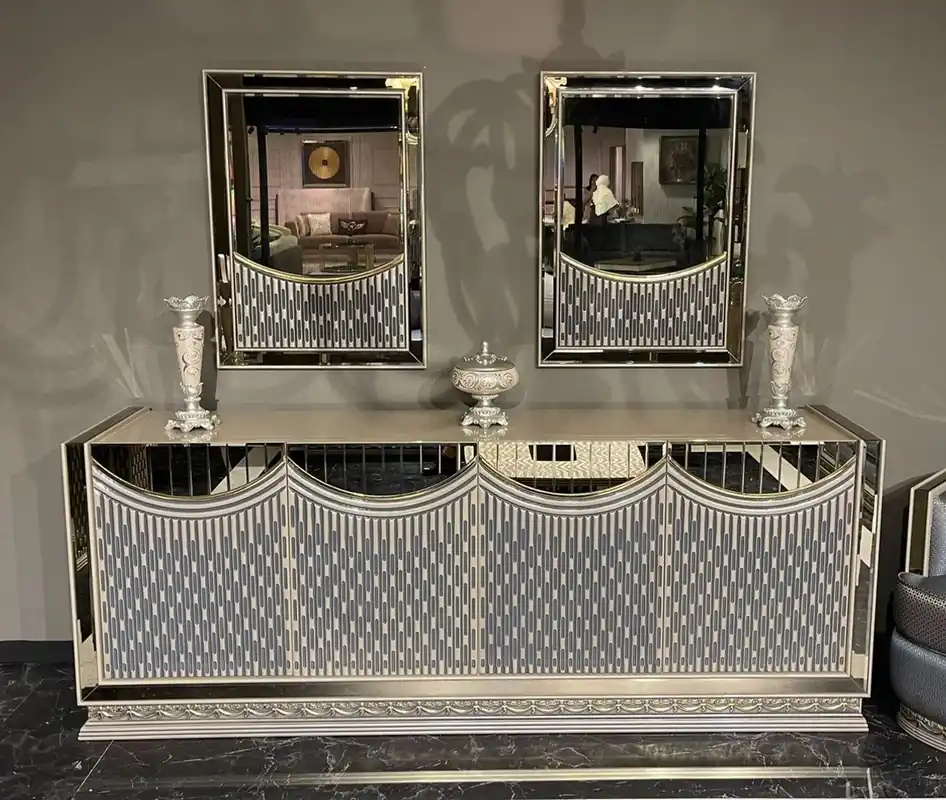 Casa Padrino credenza Art Deco di lusso con specchio crema / oro - Mobili per sala da pranzo Art Deco di lusso - nobili e magnifici Aktuell