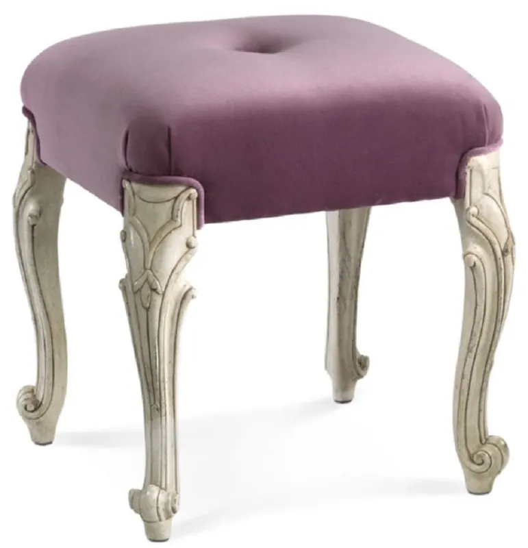 Casa Padrino sgabello barocco di lusso viola / crema bianco antico - Sgabello in stile barocco fatto a mano - Poggiapiedi barocco - Mobili barocchi - Qualità di lusso - Fatto in Italia Heißes Angebot