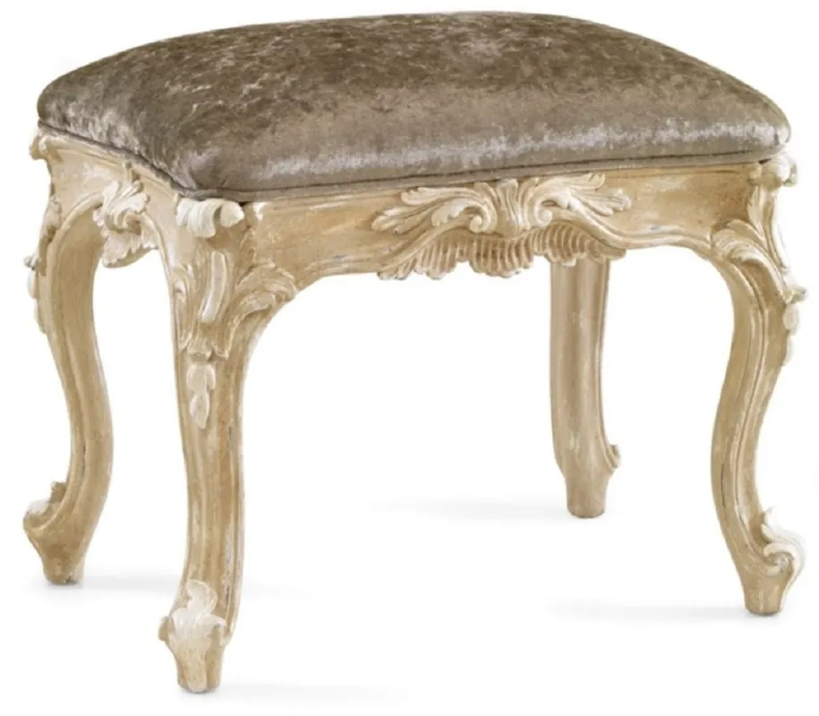Casa Padrino sgabello barocco di lusso grigio / beige antico - Sgabello in stile barocco fatto a mano - Poggiapiedi barocco - Mobili barocchi - Qualità di lusso - Fatto in Italia Direkt Vom Hersteller
