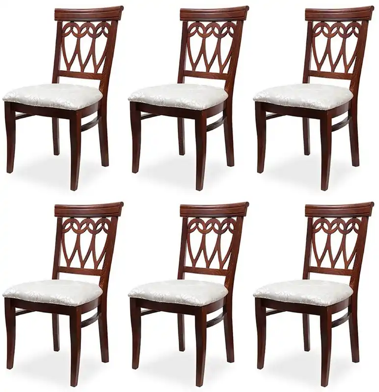 Garantierte Lieferung Casa Padrino set di 6 sedie per sala da pranzo Biedermeier crema / marrone scuro 50 x 56 x A. 96 cm - Sedie da cucina in legno massiccio - Mobili per Sala da Pranzo in Legno Massiccio Biedermeier