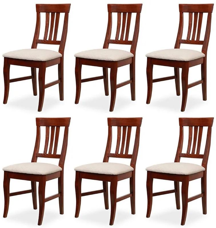 Sonderaktion Casa Padrino set di 6 sedie per sala da pranzo Biedermeier grigio chiaro / marrone scuro 43 x 52 x A. 96 cm - Sedie da cucina in legno massiccio - Mobili per Sala da Pranzo Biedermeier