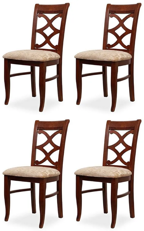 Markenprodukt Casa Padrino set di 4 sedie per sala da pranzo Biedermeier beige / marrone scuro 49 x 56 x A. 92 cm - Sedie da cucina in legno massiccio - Mobili per Sala da Pranzo in Legno Massiccio Biedermeier