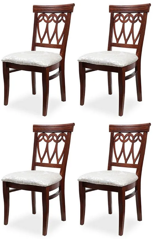 Top-Seller Casa Padrino set di 4 sedie per sala da pranzo Biedermeier crema / marrone scuro 50 x 56 x A. 96 cm - Sedie da cucina in legno massiccio - Mobili per Sala da Pranzo in Legno Massiccio Biedermeier