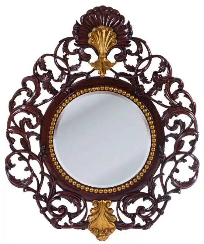 Sale Casa Padrino specchio barocco di lusso marrone scuro / oro antico - Specchio da parete in mogano fatto a mano in stile barocco - Mobili di lusso in stile barocco - Mobili barocchi