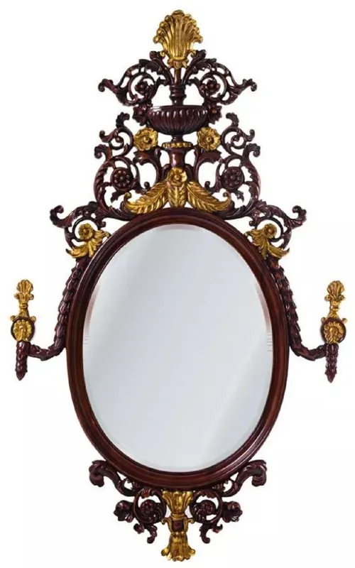 Neuheit Casa Padrino specchio barocco di lusso marrone scuro / oro antico - Magnifico specchio da parete in mogano in stile barocco - Mobili di lusso in stile barocco - Mobili barocchi