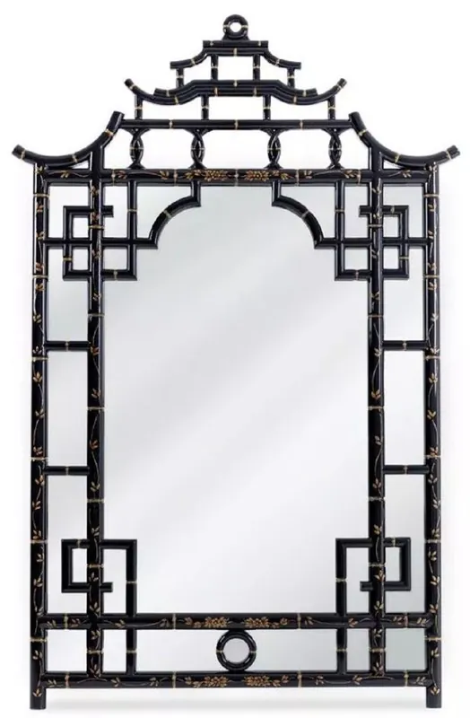 Casa Padrino specchio di lusso nero / oro 110 x 5 x A. 170 cm - Magnifico specchio da parete asiatico in mogano - Mobili di lusso in stile asiatico - Collezione di lusso Abverkauf