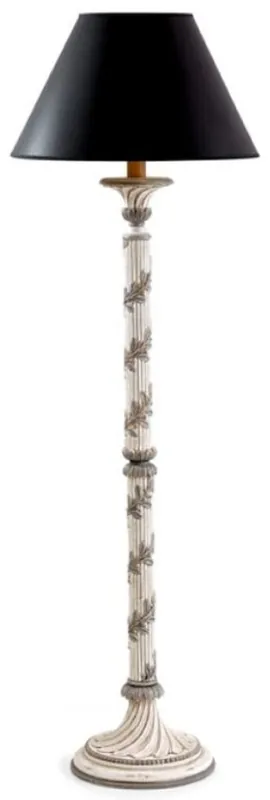 Casa Padrino lampada da terra barocco di lusso crema bianco antico / grigio antico / nero Ø 34 x A. 145,5 cm - Magnifica lampada da terra barocco con paralume - Qualità di lusso - Fatto in Italia Preiswert