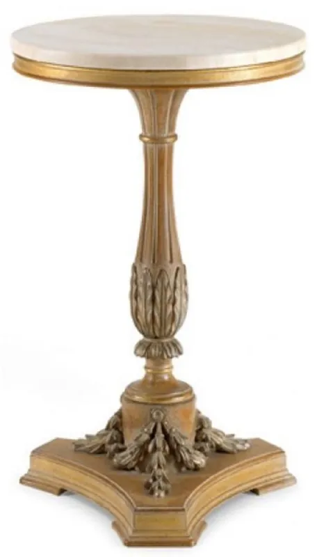 Rabatt Casa Padrino tavolino barocco di lusso marrone antico / crema - Magnifico tavolo in legno massello con piano in marmo - Mobili di lusso in stile barocco - Mobili barocchi - Fatto in Italia