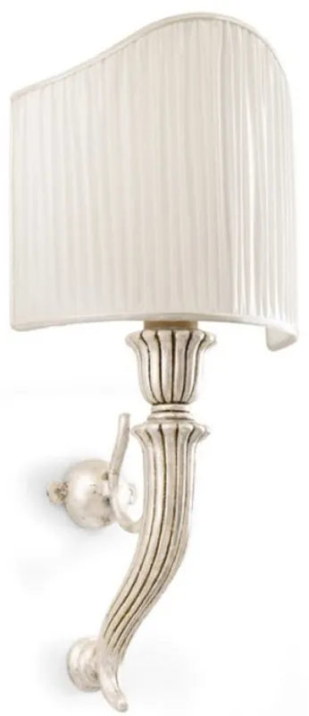 Zertifiziert Casa Padrino lampada da parete barocco di lusso argento antico / bianco 8 x 18 x A. 47 cm - Magnifica lampada da parete stile barocco - Luci barocche - Qualità di lusso - Fatto in Italia