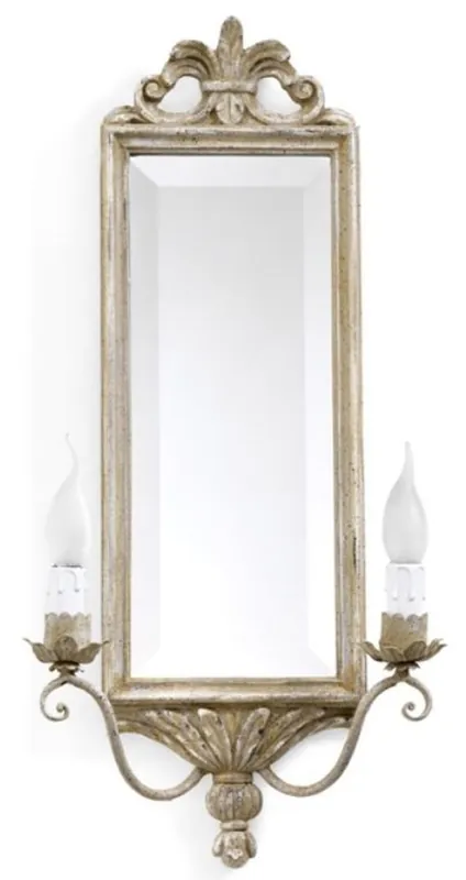 Casa Padrino lampada da parete doppia barocco di lusso con specchio beige antico 33 x 13 x A. 65 cm - Magnifica lampada da parete stile barocco - Luci barocche - Qualità di lusso - Fatto in Italia Neu