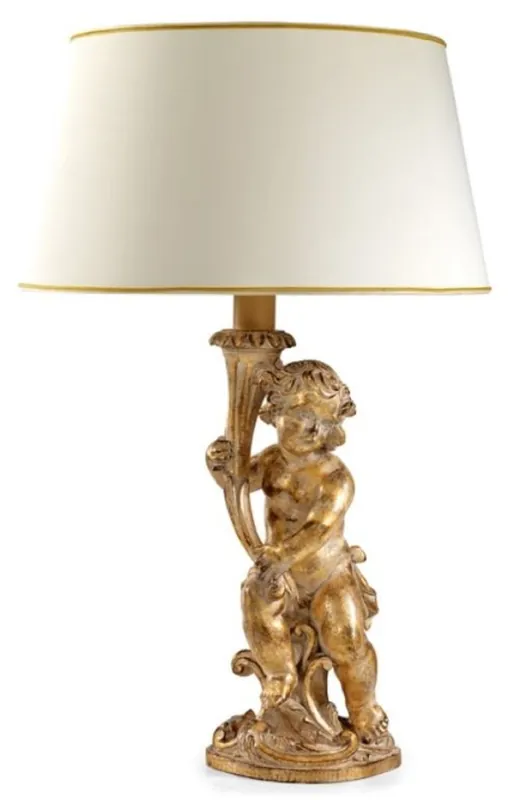 Casa Padrino lampada da tavolo barocco di lusso oro antico / bianco oro Ø 20 x A. 54,5 cm - Magnifica lampada da scrivania in stile barocco con paralume - Qualità di lusso - Fatto in Italia Nur Für Kurze Zeit