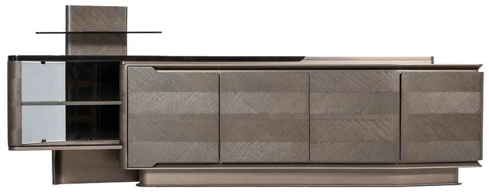 Casa Padrino credenza di lusso marrone scuro / bronzo / nero 260,8 x 57,3 x A. 90,3 cm - Armadio in legno massello con 4 ante - Mobili per hotel - Mobili di lusso - Qualità di lusso Sichere Zahlung
